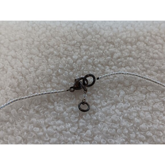 Handmade Sterling Silver Moonstone Pearl & Seed Bead Choker Necklace 15 in - Picture 5 of 11